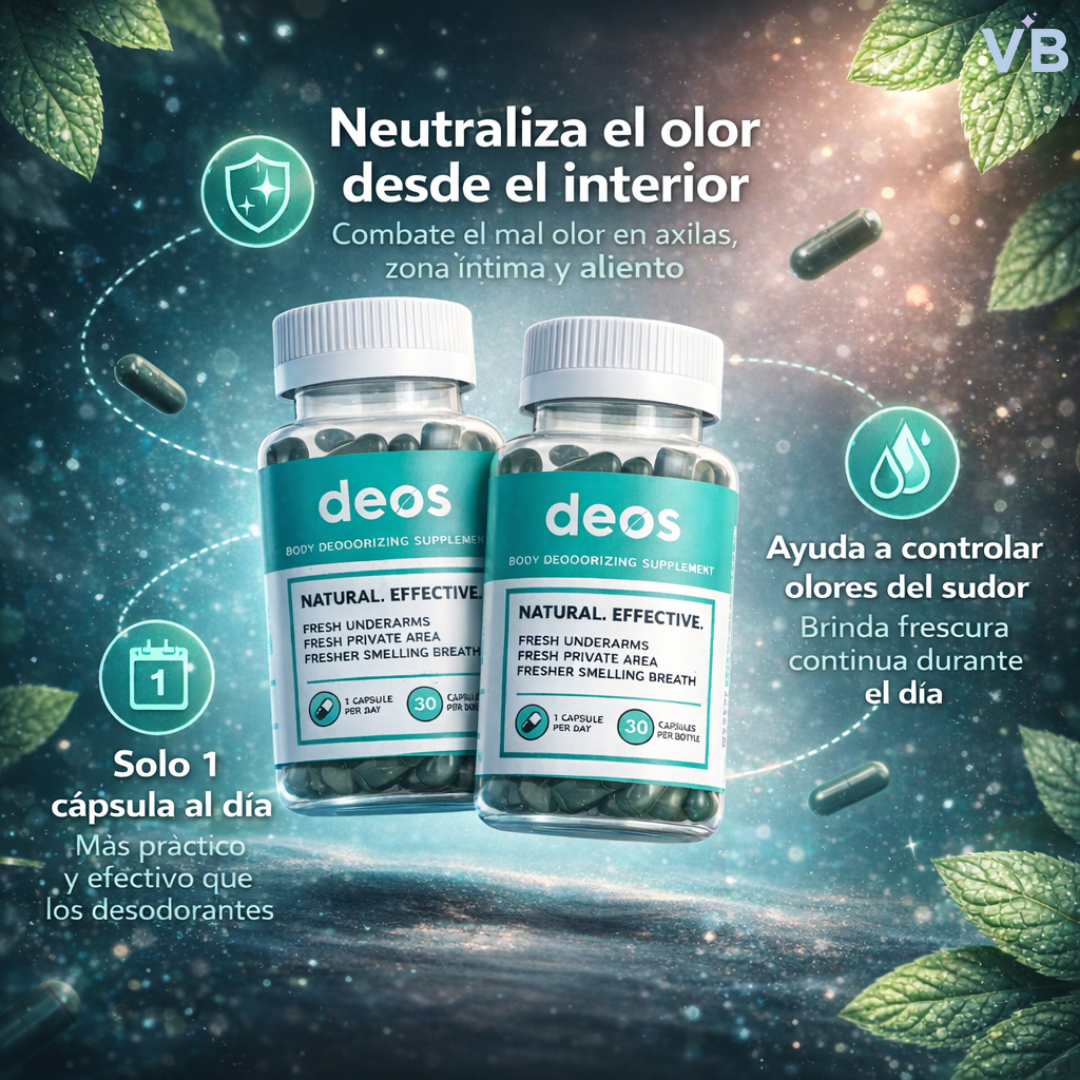 Oferta Especial 2x1: DEOS™ - Cápsulas Naturales para Eliminar el Mal Olor Corporal