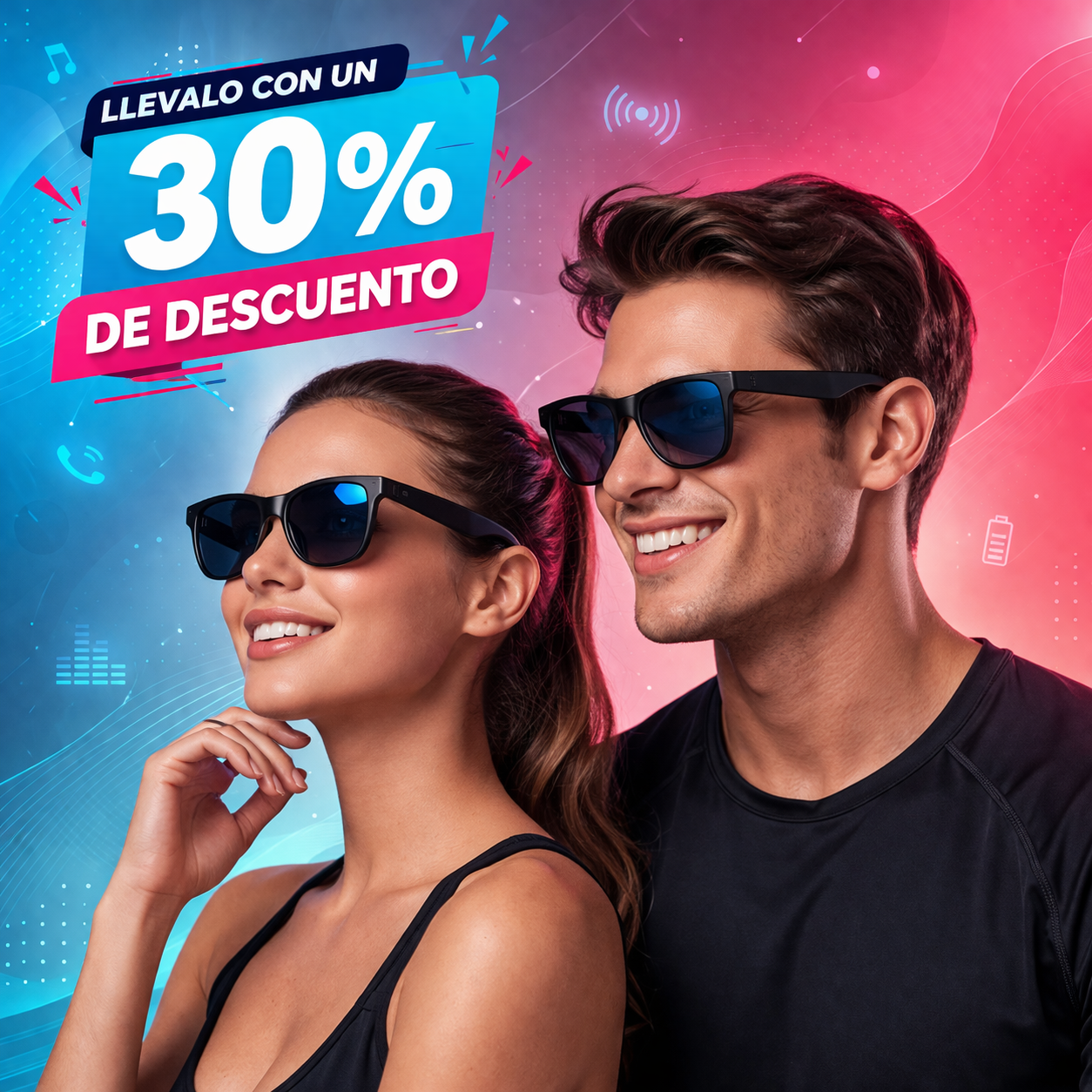 AudioLux™ – Gafas inteligentes con música, llamadas y asistente de voz