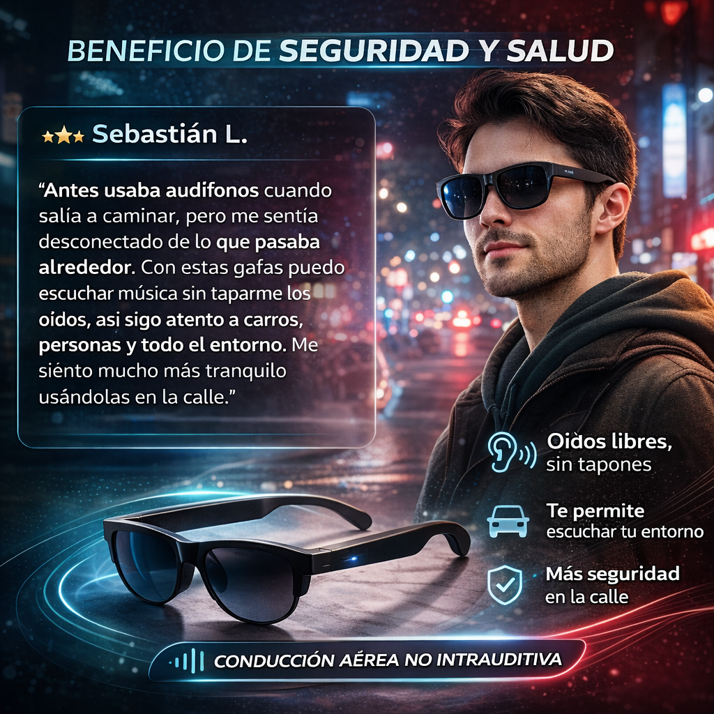 AudioLux™ – Gafas inteligentes con música, llamadas y asistente de voz