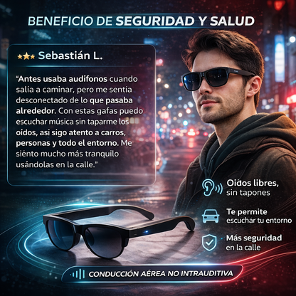 AudioLux™ – Gafas inteligentes con música, llamadas y asistente de voz