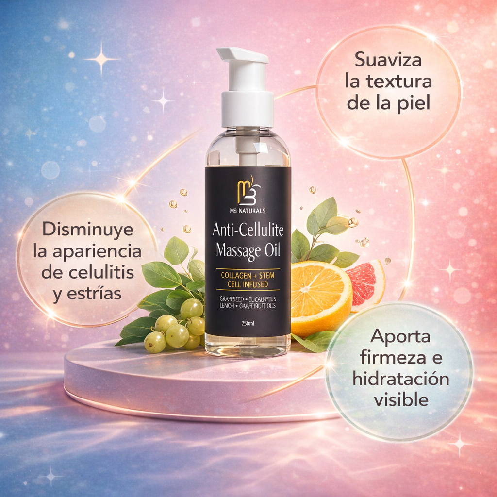 Aceite Corporal Anticelulitis M3 Naturals – Reduce Celulitis y Estrías 250ml
