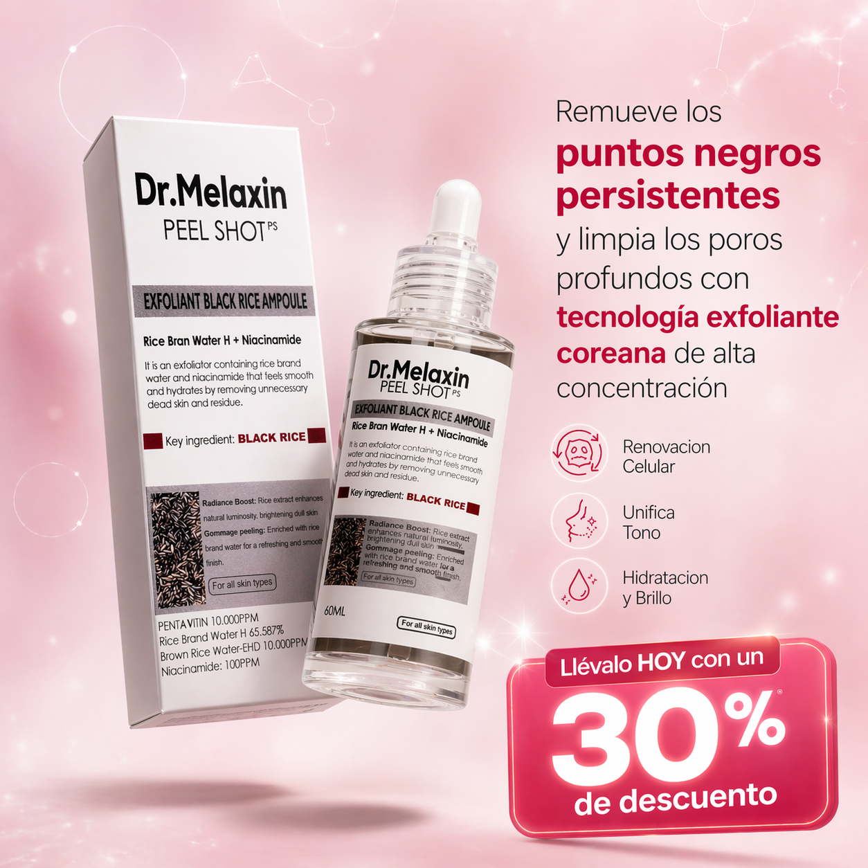 Dr. Melaxin: Black Rice Exfoliant™ – Poros Más Limpios y Brillo Natural