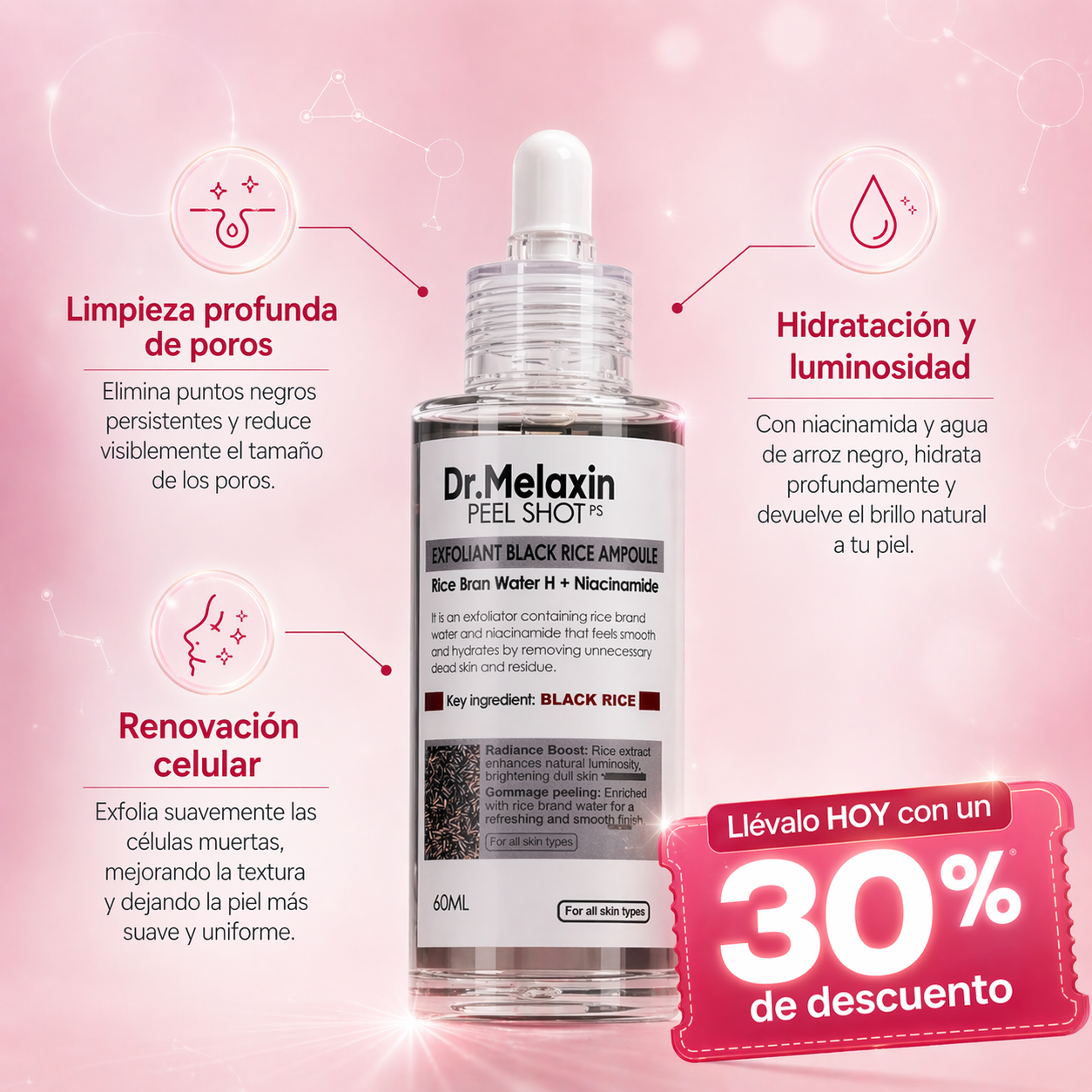 Dr. Melaxin: Black Rice Exfoliant™ – Poros Más Limpios y Brillo Natural