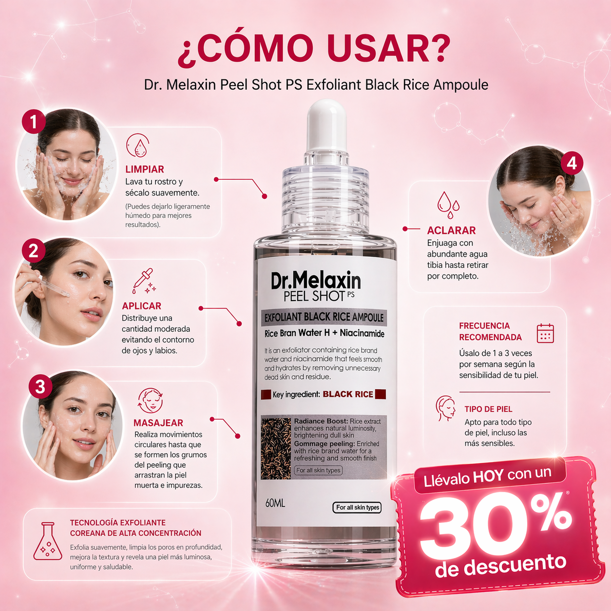 Dr. Melaxin: Black Rice Exfoliant™ – Poros Más Limpios y Brillo Natural