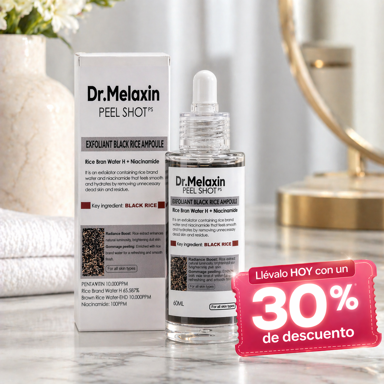 Dr. Melaxin: Black Rice Exfoliant™ – Poros Más Limpios y Brillo Natural
