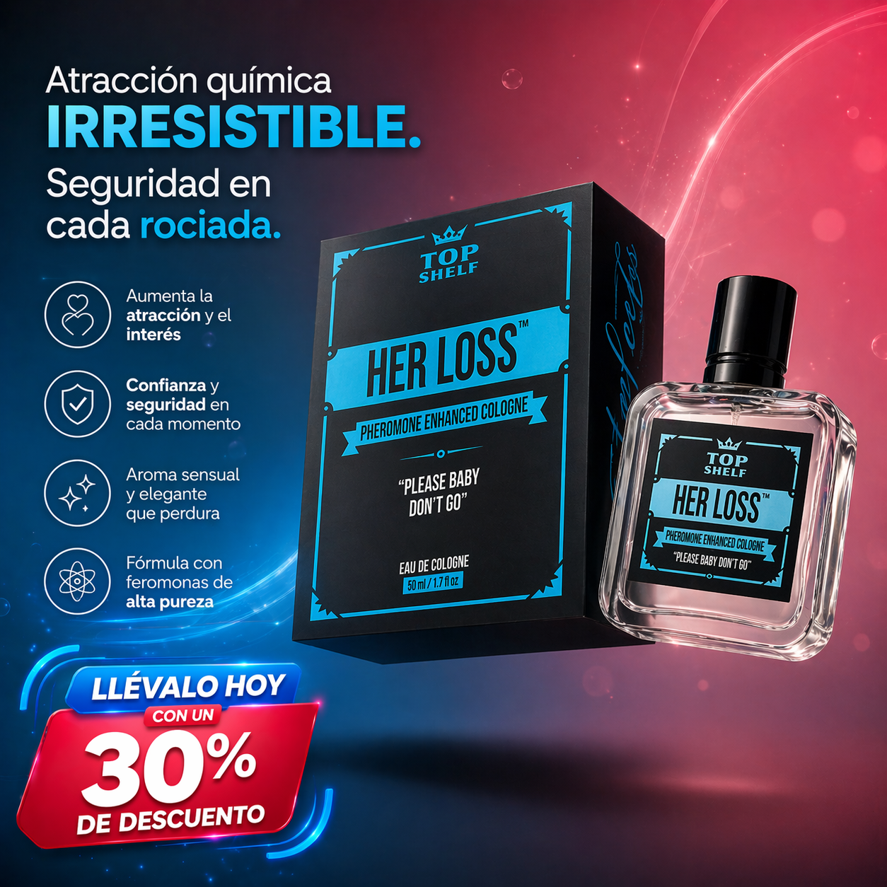 Oferta: TopShelf™ Her Loss - Despierta tu atracción natural con feromonas de alta pureza