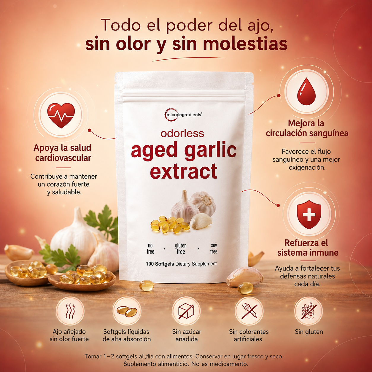 Microingredients™ Aged Garlic Extract: Defensas, Circulación y Energía
