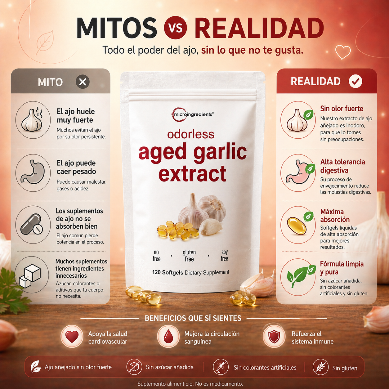 Microingredients™ Aged Garlic Extract: Defensas, Circulación y Energía