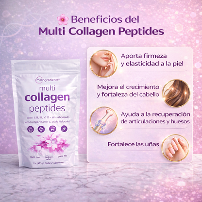 Microingredients™ Multi Collagen Peptides + Regalo Parches de Colágeno para Ojeras 🎁