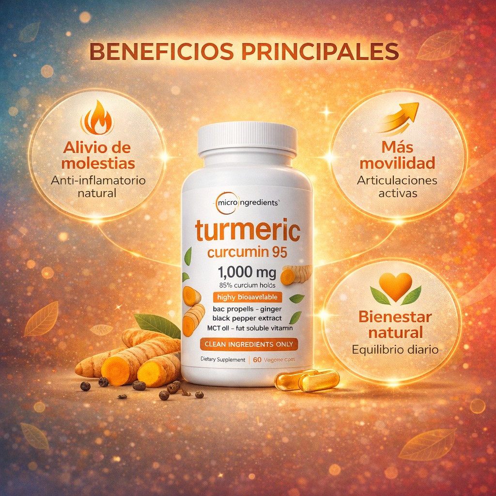 2X1 OFERTA 🎁 Extracto de Cúrcuma 95 Original USA ⭐ – Bienestar Diario, Equilibrio y Vitalidad Natural