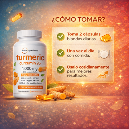2X1 OFERTA 🎁 Extracto de Cúrcuma 95 Original USA ⭐ – Bienestar Diario, Equilibrio y Vitalidad Natural