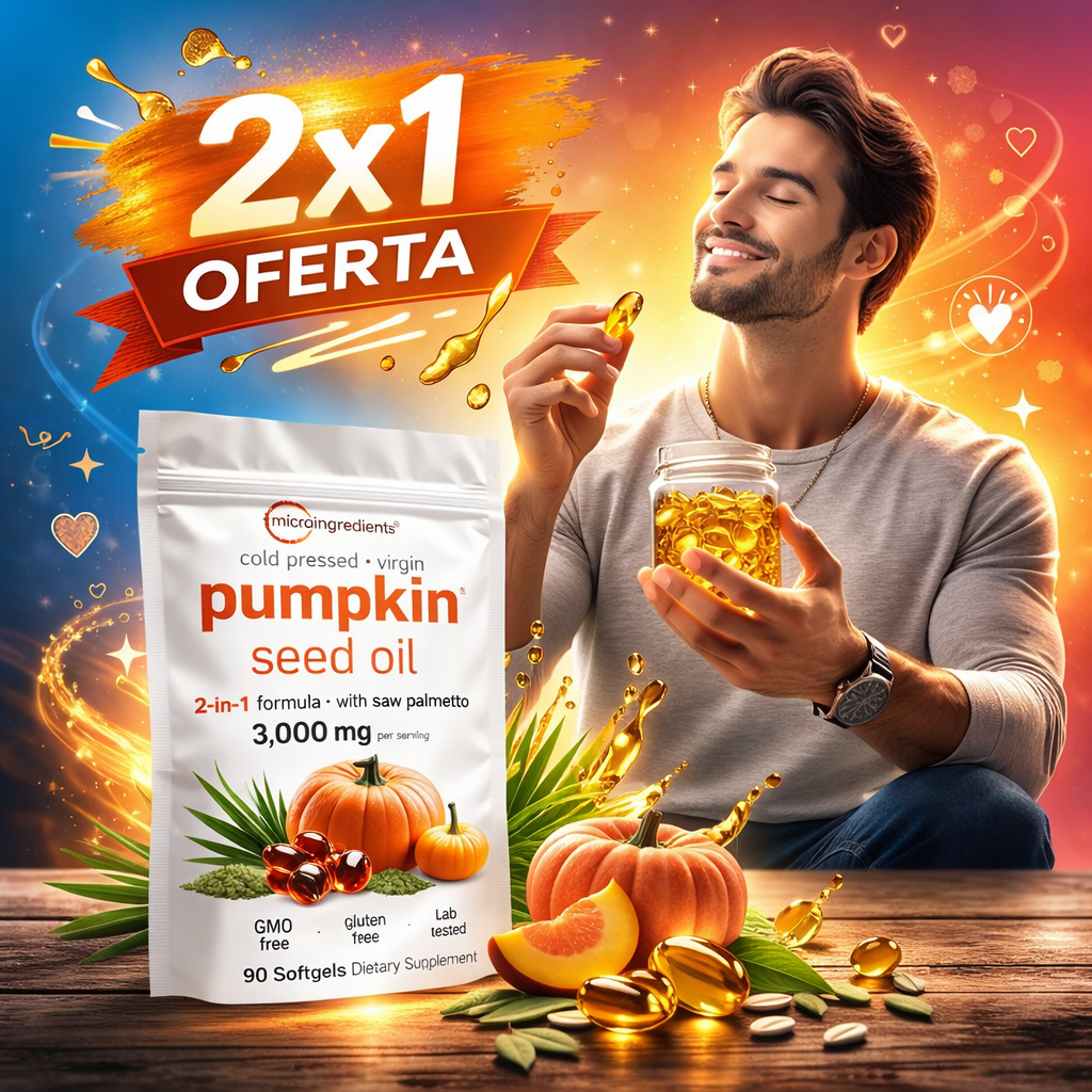 2X1 OFERTA 🎁 Pumpkin Seed Oil Original USA ⭐ – Bienestar Hormonal, Piel y Cabello desde Dentro