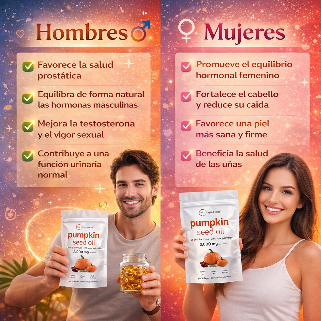 2X1 OFERTA 🎁 Pumpkin Seed Oil Original USA ⭐ – Bienestar Hormonal, Piel y Cabello desde Dentro
