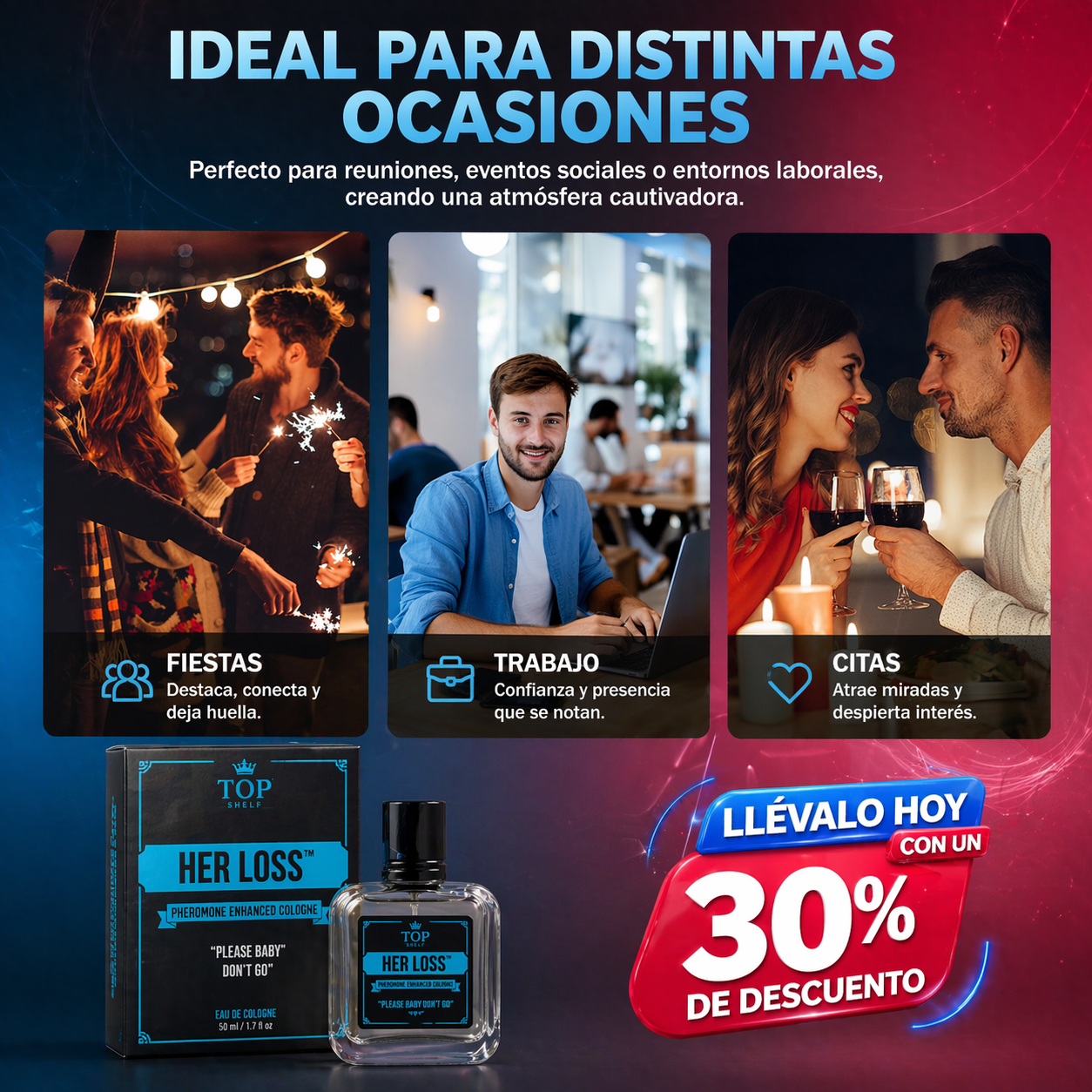 Oferta: TopShelf™ Her Loss - Despierta tu atracción natural con feromonas de alta pureza