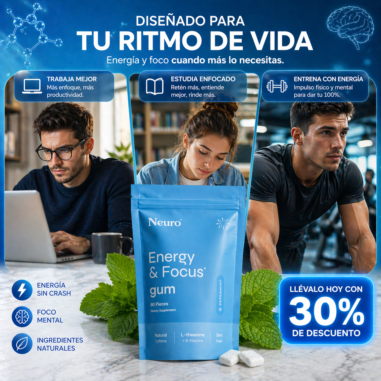 Neuro Gum™ — Energía y Enfoque Cuando Más lo Necesitas